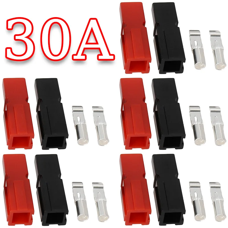 

5/25/50 Pairs Red Black 30A 600V Power Connector Terminals For Anderson Powerpole Battery Connector Modular Power Connector Kit