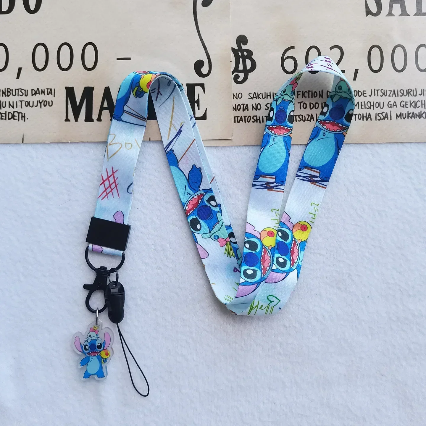 Disney Stitch & Angel Lanyard, Cartoon ID Badge & Anti-lost Card Polyester Strap for Kids..