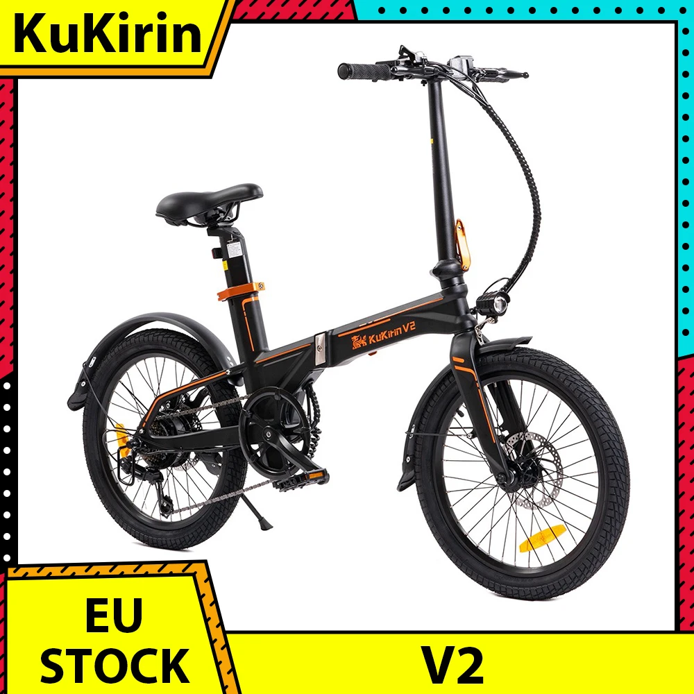 KuKirin V2 City Electric Bike Foldable 20 inch Pneumatic Tire 36V 7.5Ah Removable Battery 250W Motor 25km/h Max Speed 120kg Load