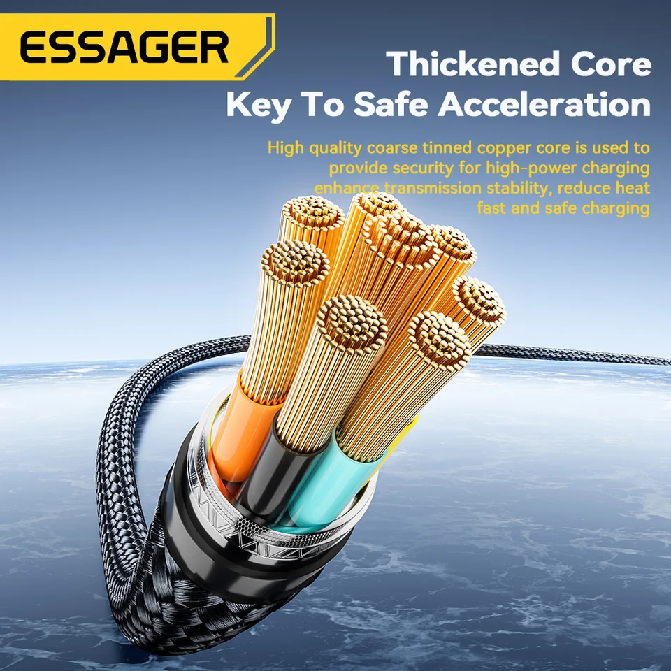 Cable Essager 240W USB Tipo C a USB C PD 3.1 Carga Rápida para iPhone 15 Pro Max Macbook Pro Xiaomi Samsung 5