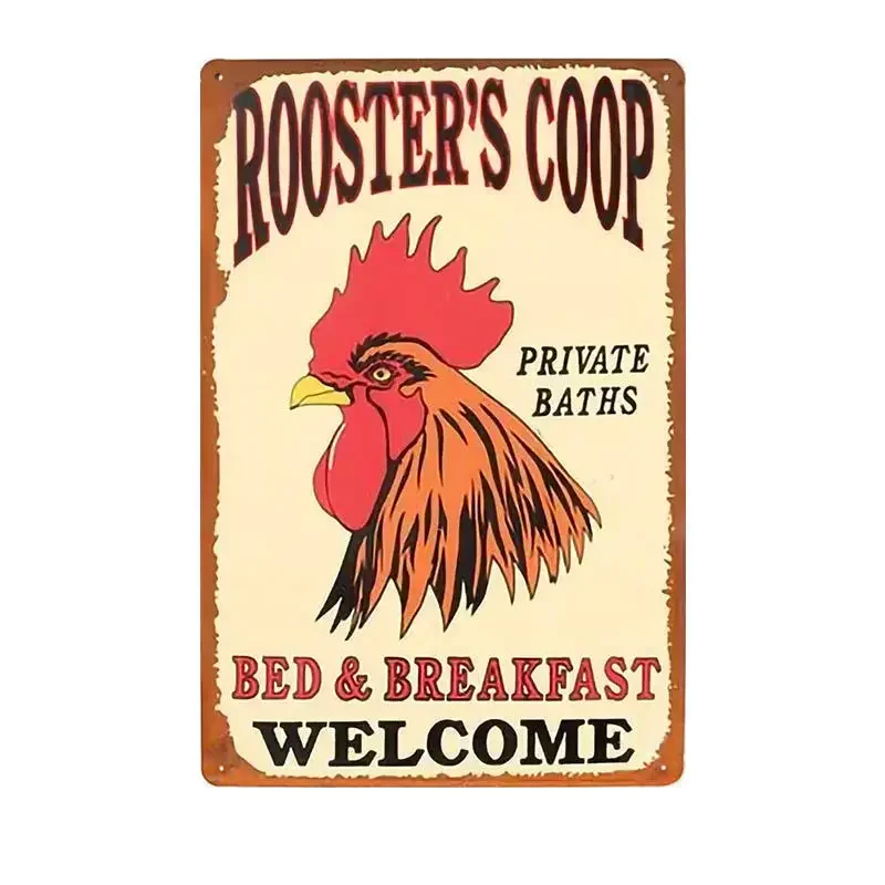 Chicken Plaque Sign Vintage Metal Tin Signs Wall Poster Decals Plate Painting Bar Farm Home Decor Wall Art 30*20 cm