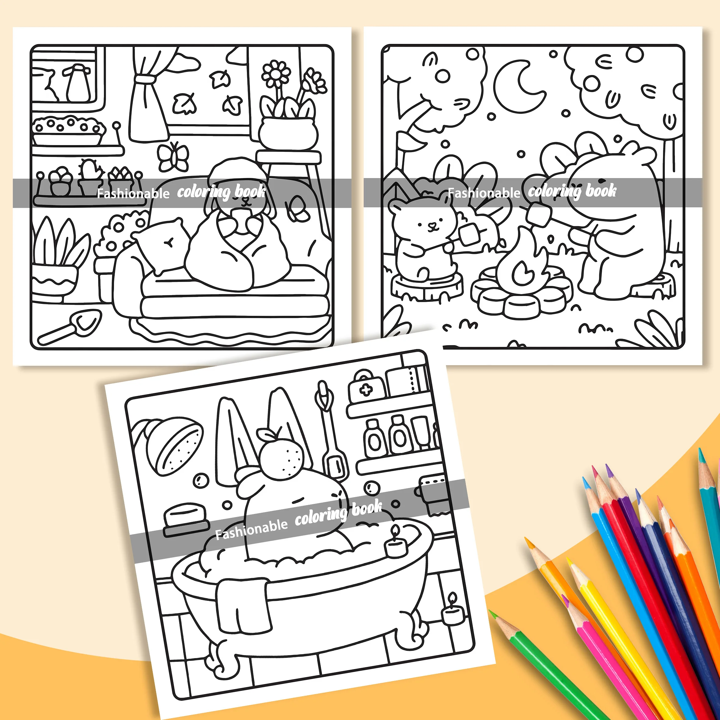 MY FUZZY BUDDIES: livro para colorir para adultos com atividades diárias fofas e aconchegantes para relaxamento (colorir espaços aconchegantes)