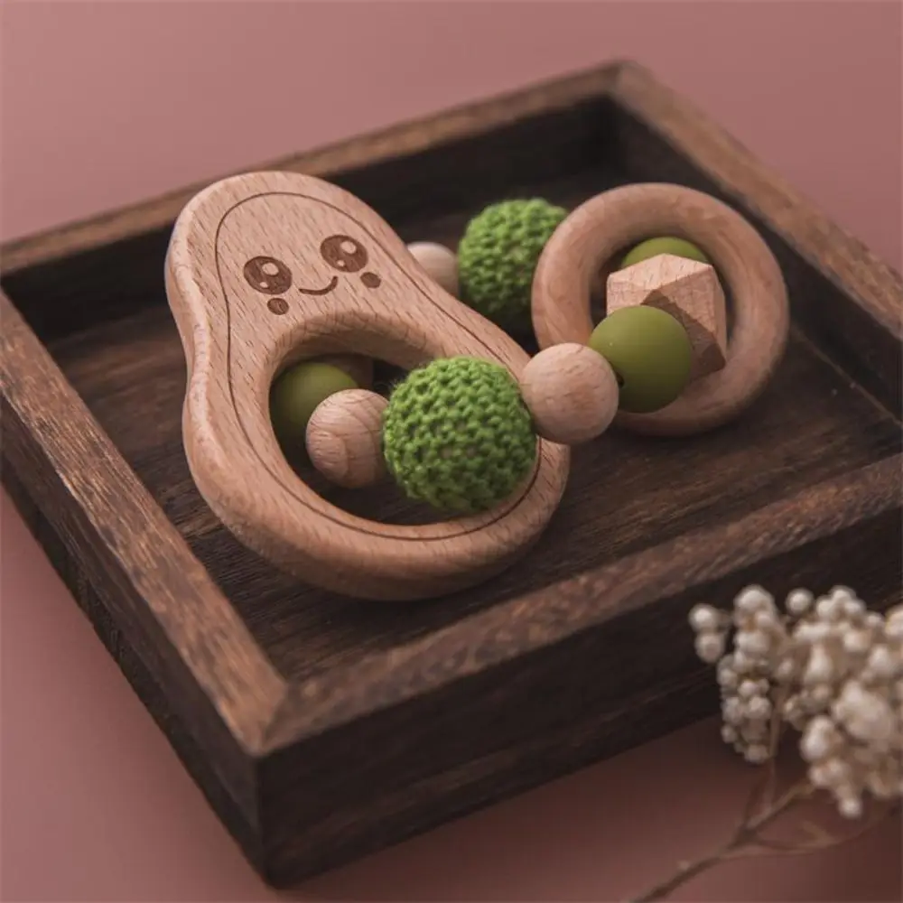 Clip per ciuccio Clip per porta ciuccio in legno Avocado Catena per ciuccio per bambini Porta succhietto Non tossico Massaggiagengive per bambini Cinghie per bambini