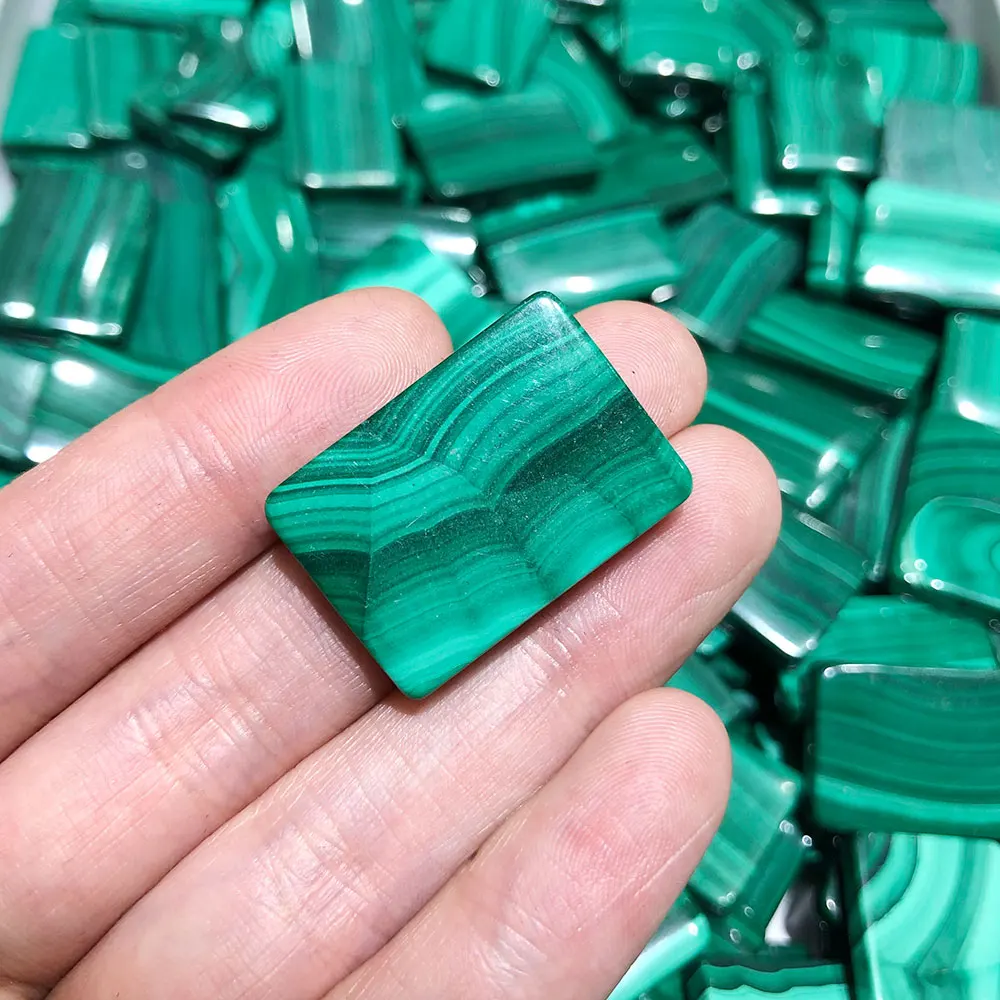 1pc Random Natural Malachite Rectangle Crystals Healing Stone Gemstone Craft DIY for Pendant Home Room Decoration Christmas Gift