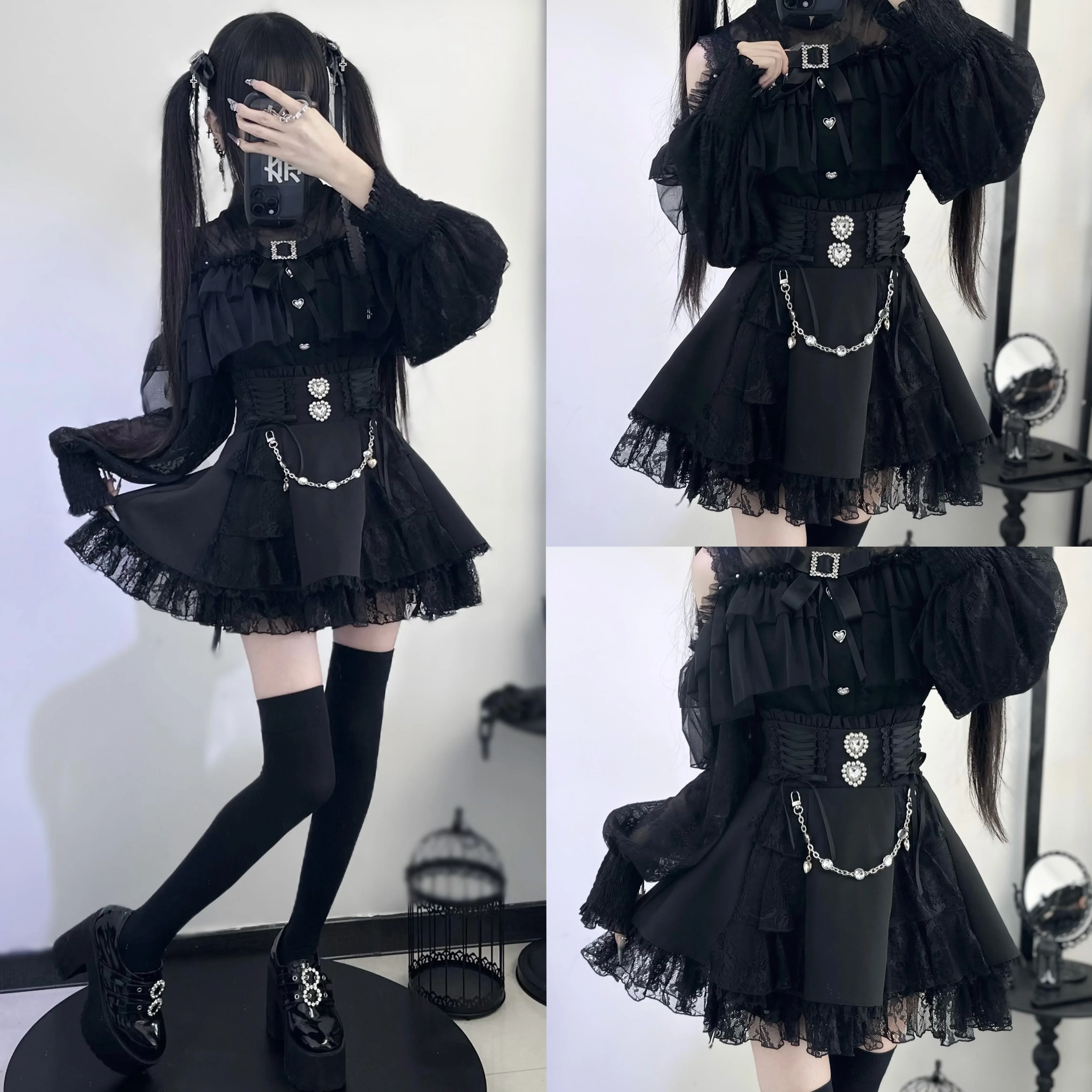IMU Original Japanese Mine Series Mass-produced High Waist White Skirt Girl Women's Sweet Rhinestone Lace Shorts Skirt Lolita Sh
