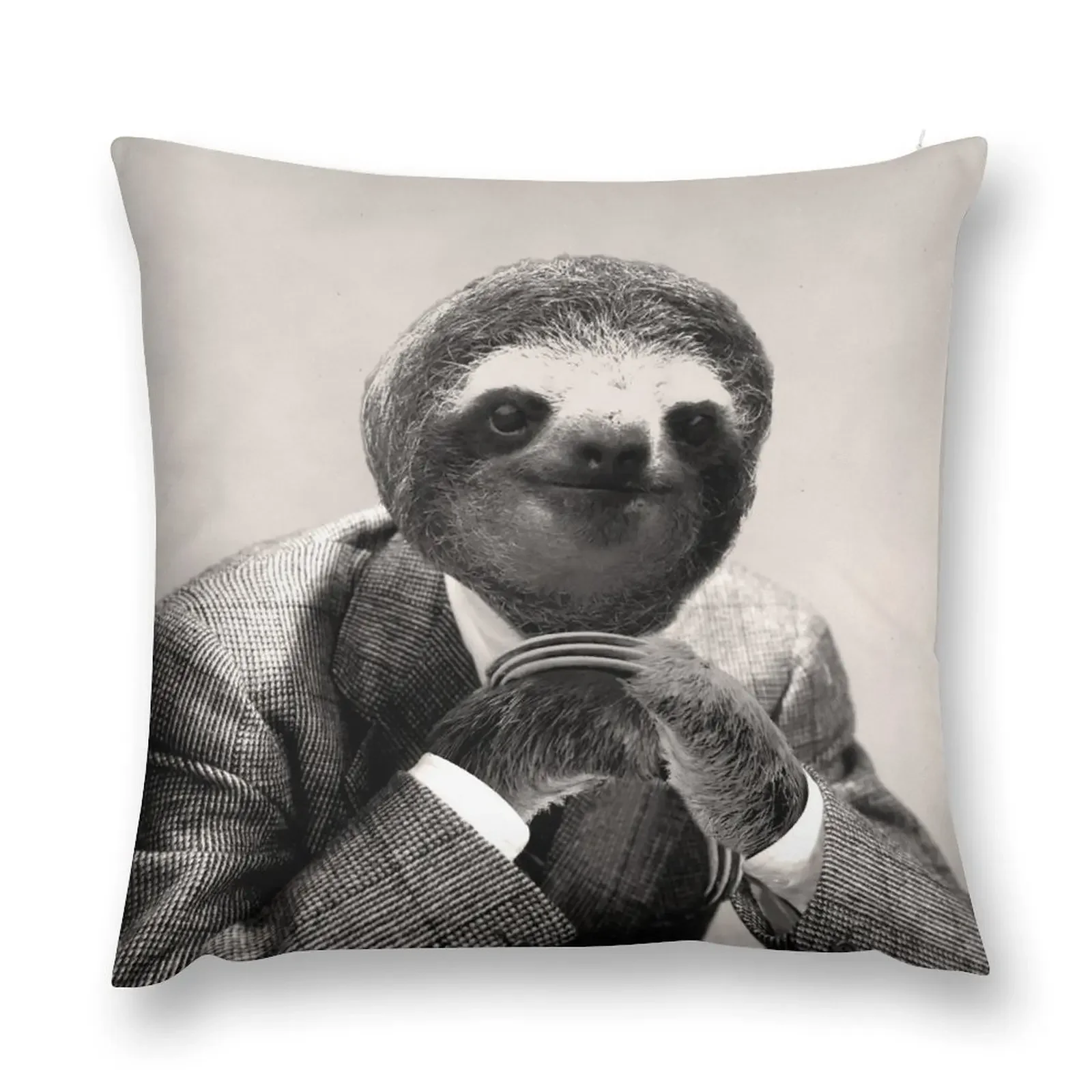 Gentleman Sloth #3 - Print / Home Decor / Wall Art / Poster Gift Birthday Sloth Lover Gift Animal print Canvas Prin Throw Pillow