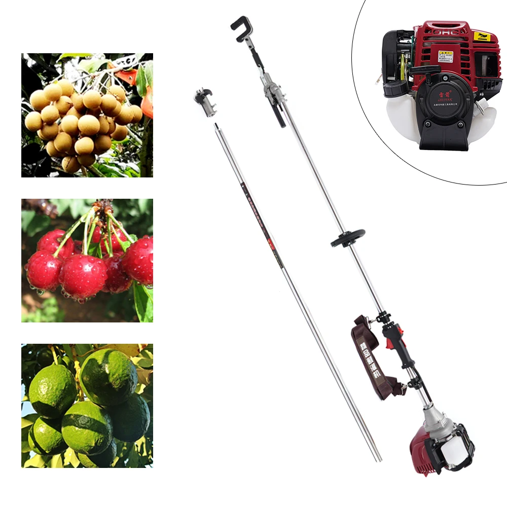 4-stroke 35.8CC Gasoline Telescopic Fruit Harvester Picker Set Fruit Picking Machine w/2 Poles