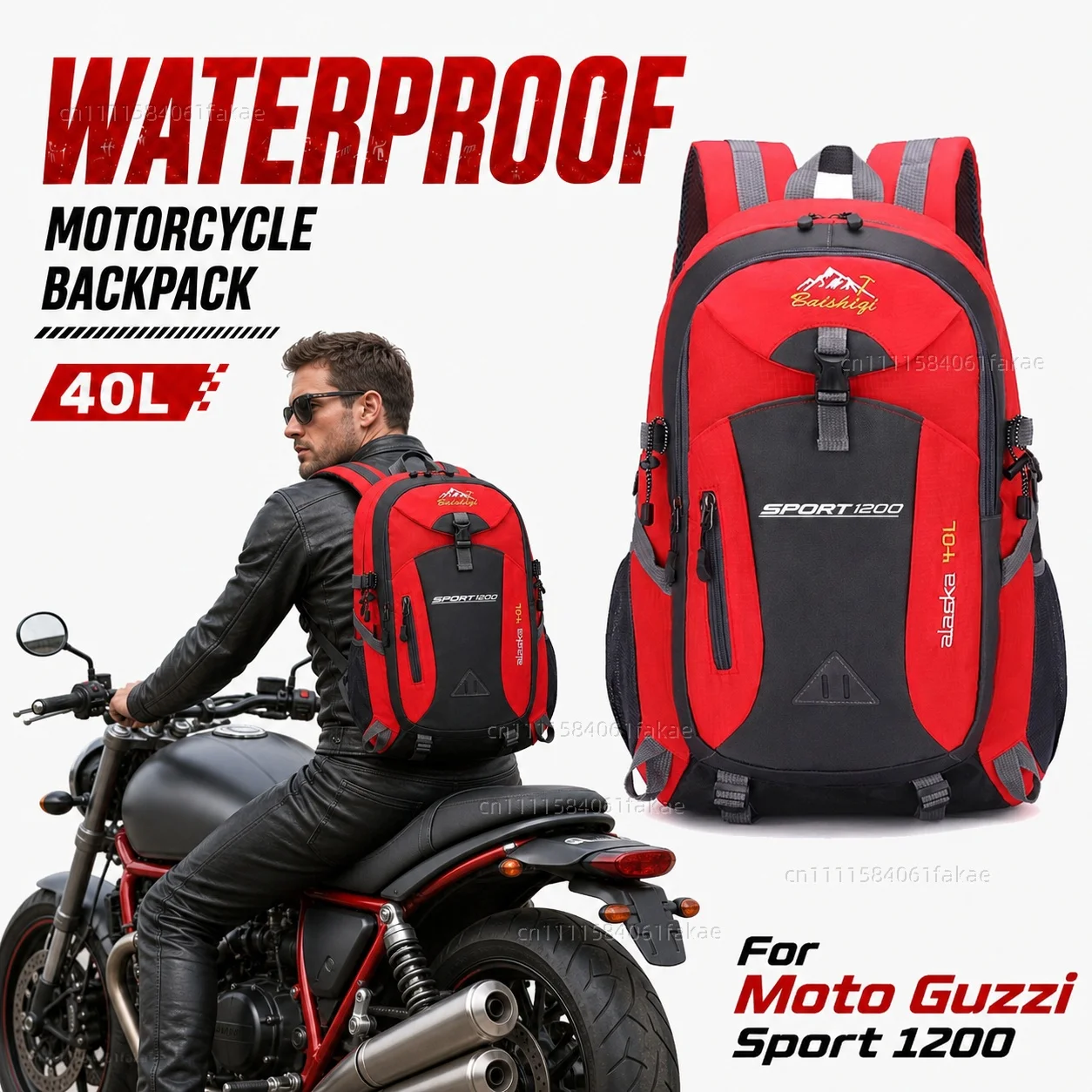 

For Moto Guzzi Sport 1200 2006-2013 Naked Motorcycle Backpack 40L Waterproof Travel Backpack Outdoor Hiking Camping Daypack