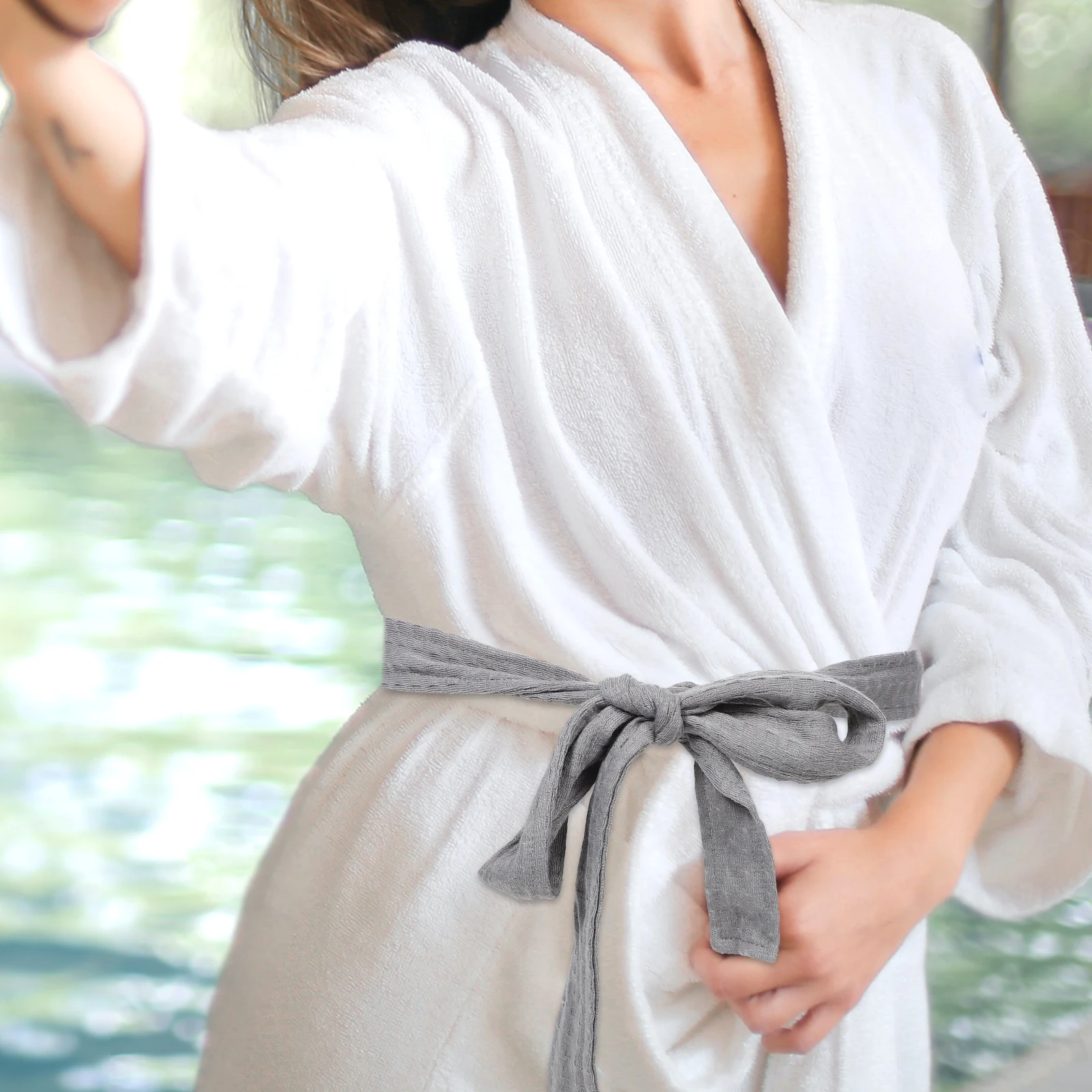 قطعتان من حزام ربطة الحمام المصنوع من البوليستر الناعم، بديل قابل للتعديل للجنسين، حزام خصر مريح للسفر المنزلي