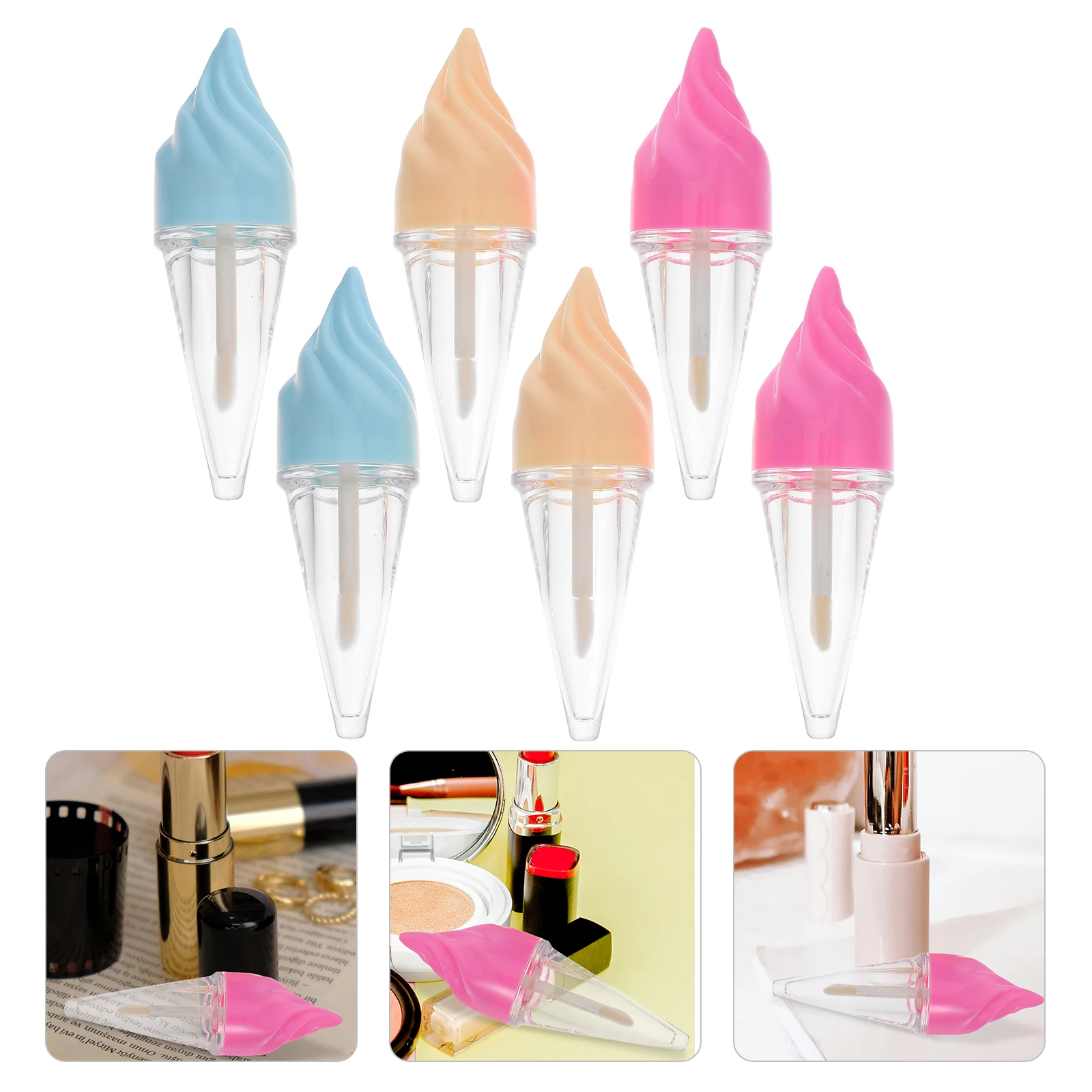 6 個のリップグロスチューブ軽量ポータブル DIY 容器旅行用輝き空のプラスチックボトル再利用可能なギフト