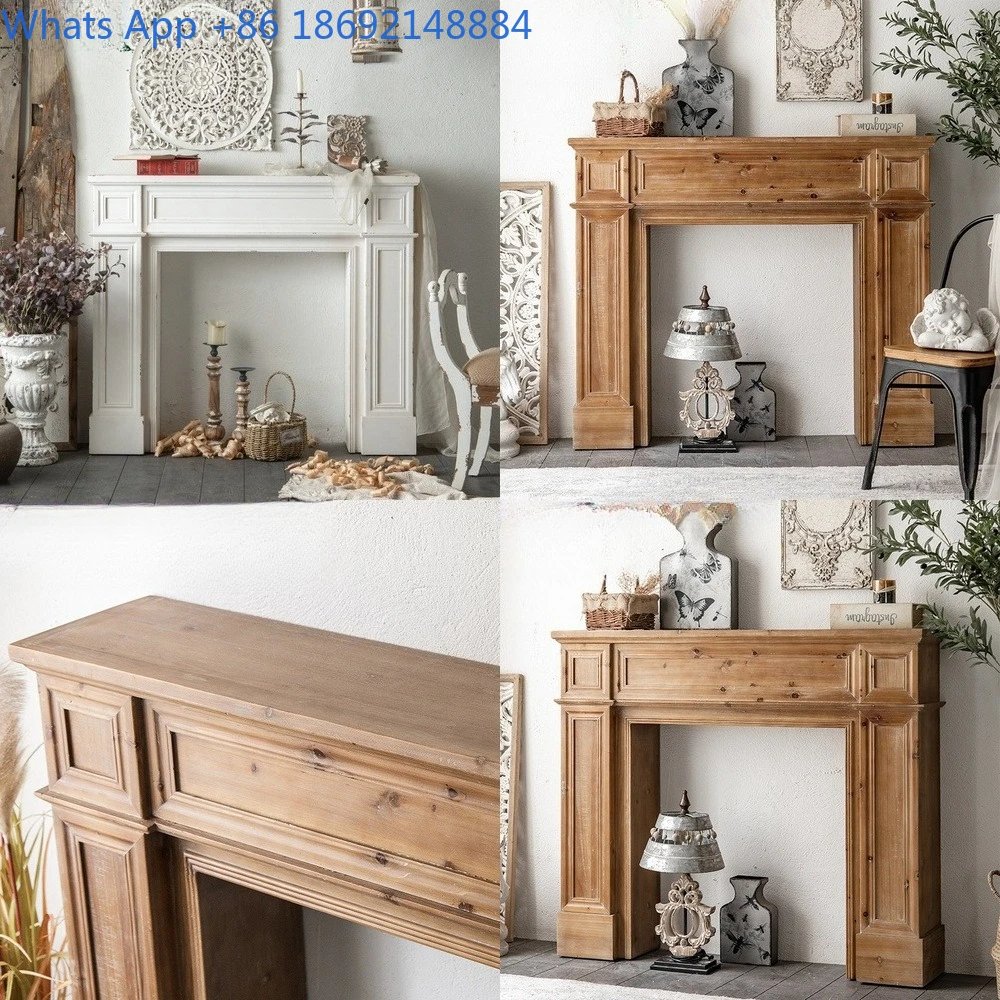 Rustic Wooden Fireplace Mantel Decor for Wedding Photo Prop Thin Entryway Shelf Vintage Style