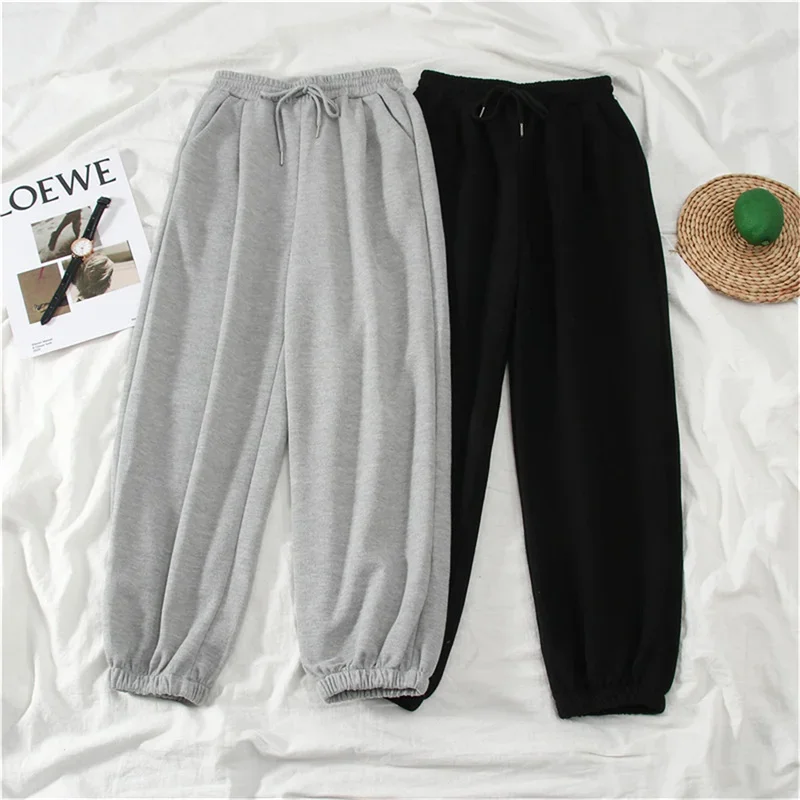 Gran oferta, pantalones de chándal grises para hombre y mujer, pantalones deportivos holgados a la moda de otoño, pantalones deportivos de gran tamaño, pantalones negros para correr de invierno, pantalones de calle