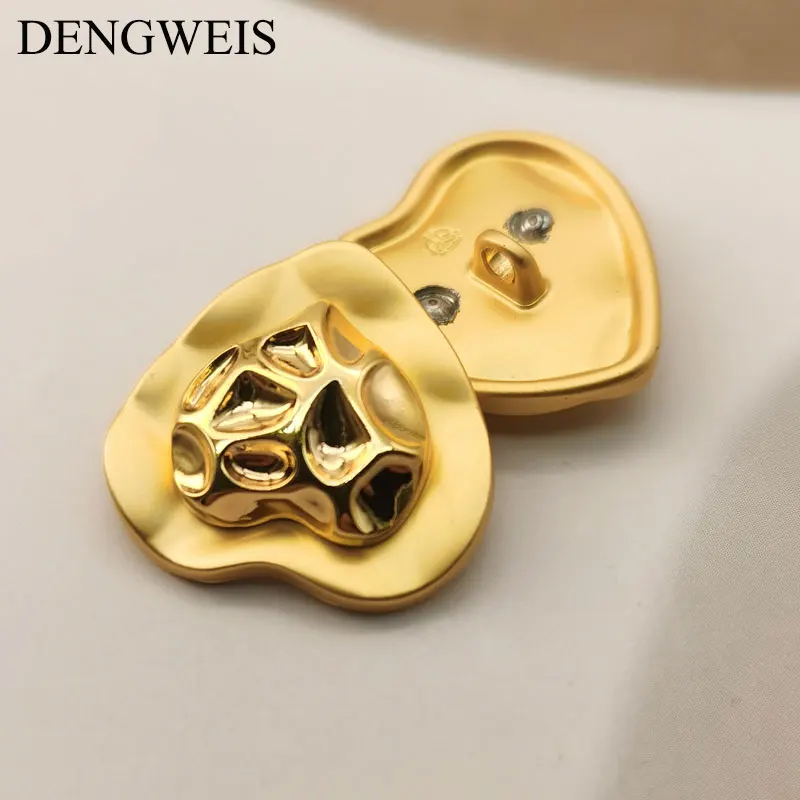 18/23 mm modische herzförmige goldene Metallknöpfe für Herren- und Damenbekleidung, Nähzubehör, DIY handgefertigte Nähknöpfe – Detail 4