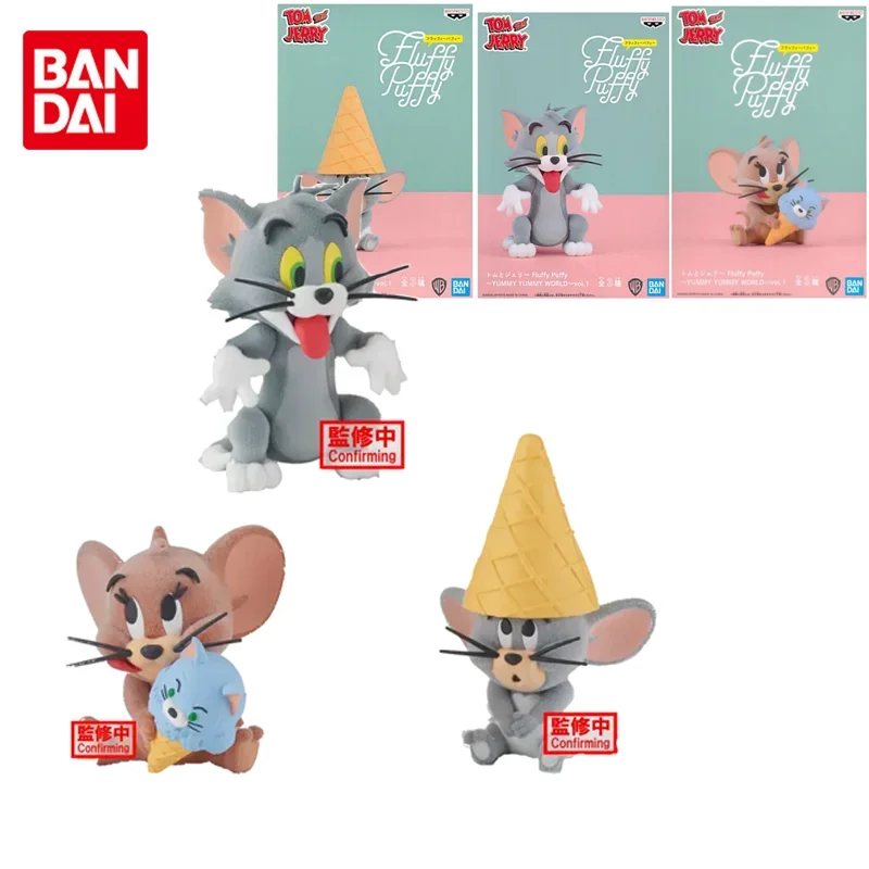 Bandai Original Fluffy Puffy Tom and Jerry Nibbles Tuffy Anime Action Figure Toys for Boys Girls Kids Gifts Model Ornaments