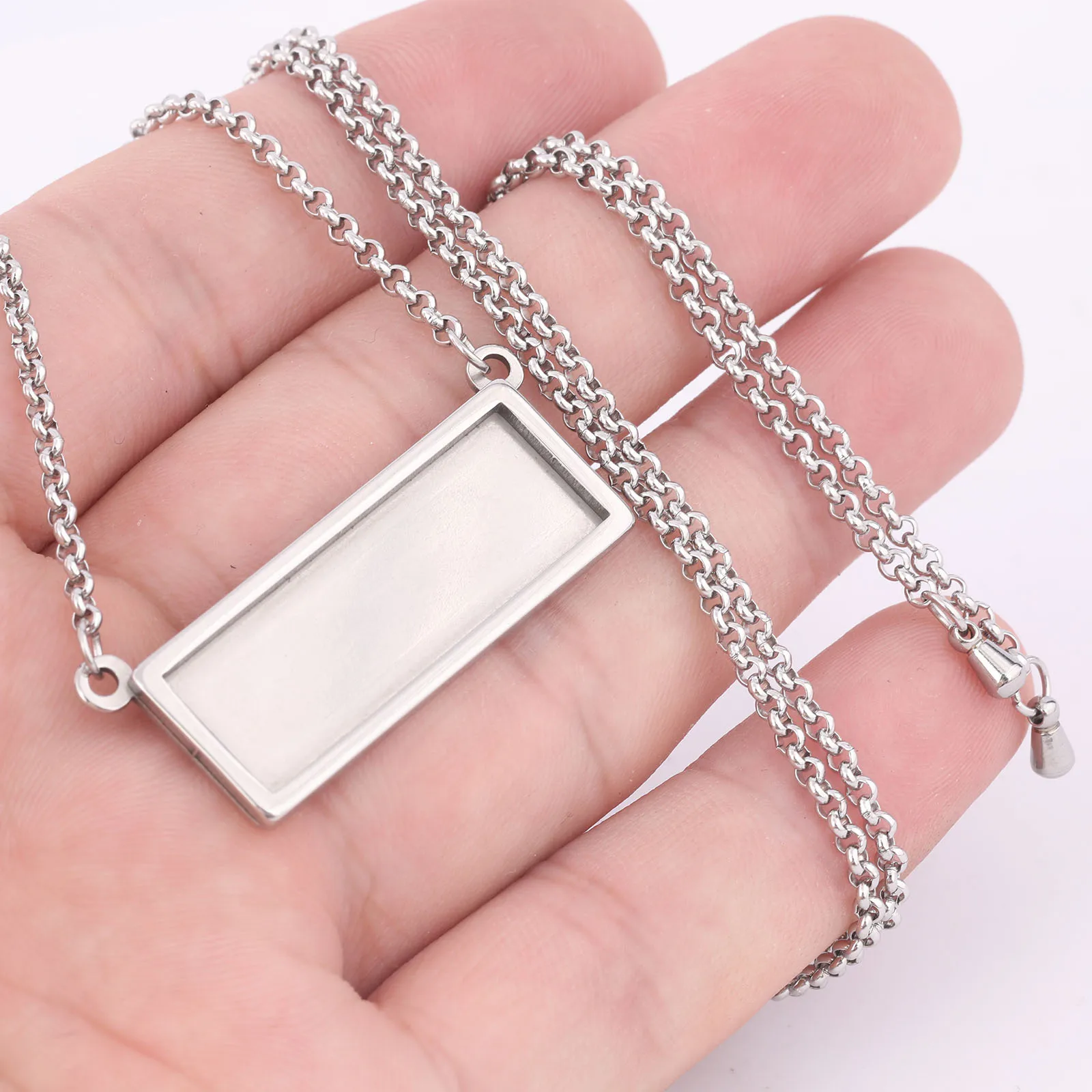 5 قطعة الفولاذ المقاوم للصدأ صالح 10x30 مللي متر كابوشون قلادة قلادة قاعدة إعداد الفراغات Diy بها بنفسك سلسلة قلادة الحواف لصنع المجوهرات