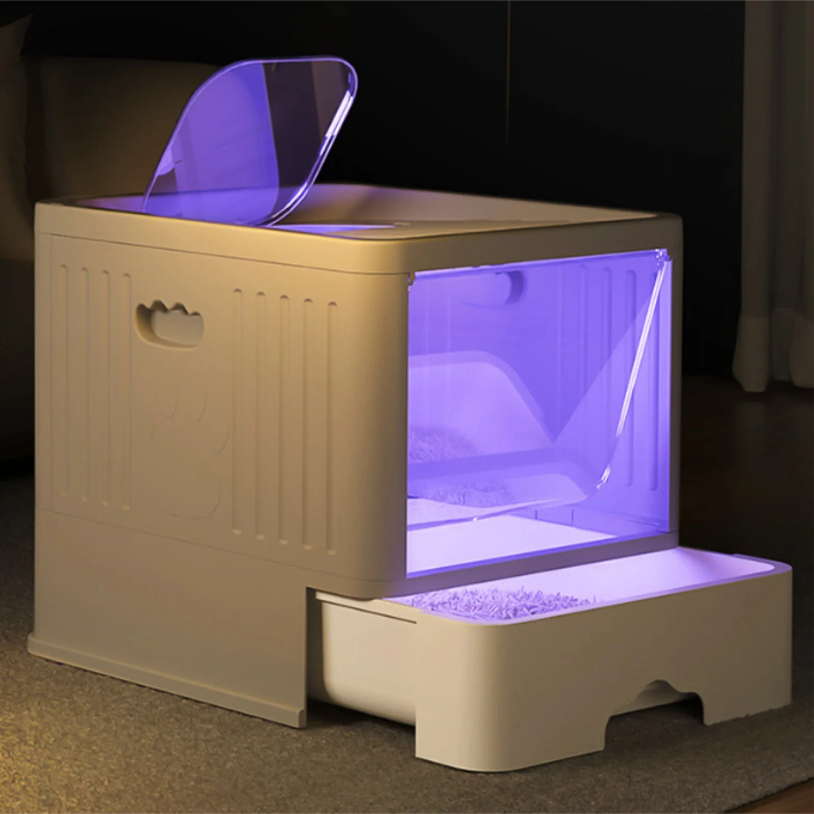 Bac à litière pour chat, toilette pour chat, bac à litière autonettoyant, bac à litière automatique autonettoyant avec rayons ultraviolets