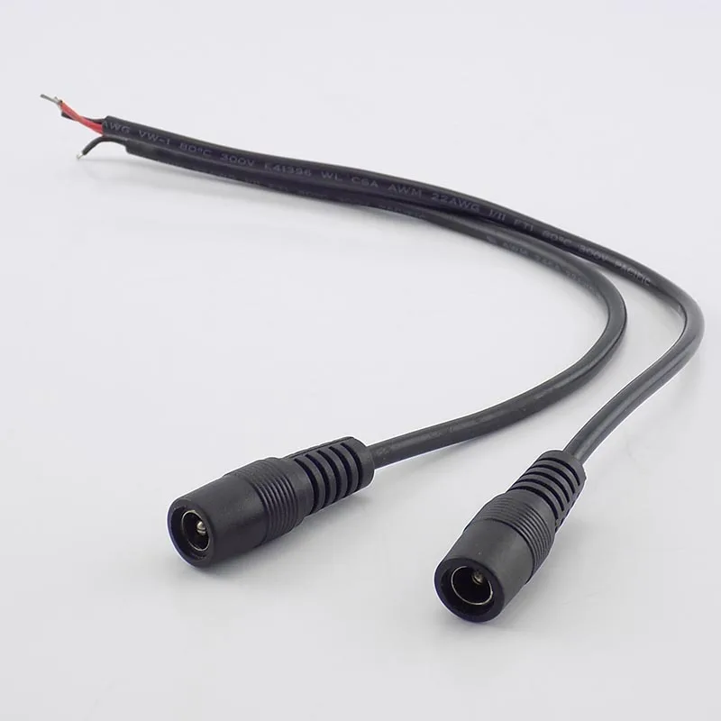 DC macho e fêmea conector cabo de alimentação, cabo de extensão para CCTV, LED Strip Light Adapter, 22AWG fio, 5.5x2.1mm, 0.25m, 1m, 12V