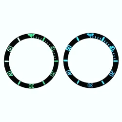 38mm C3 Blue Green Luminous Ceramics Bezel Black Blue Green Sloping Diving Watch Insert Replace Watch Face Bezel Inserts Ring