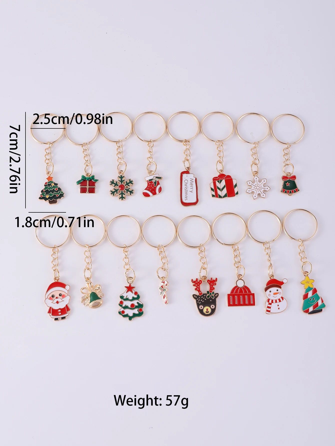 Multi-style Christmas Key Ring Set, 16 Pcs