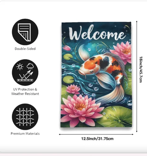 الملونة كوي بركة في الهواء الطلق ترحيب حديقة العلم ديكور الربيع الولايات المتحدة الأمريكية 12x18 VVL