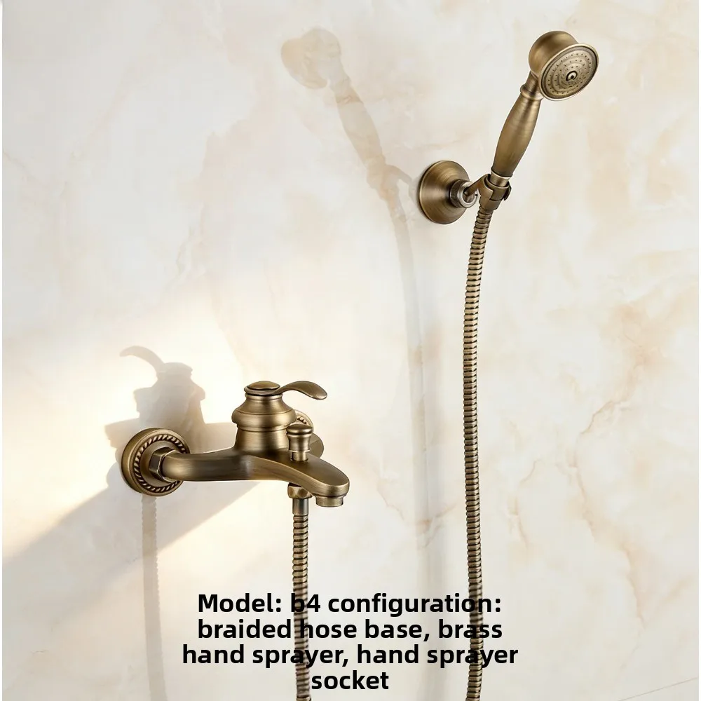 

American retro antique shower set, French copper bath faucet