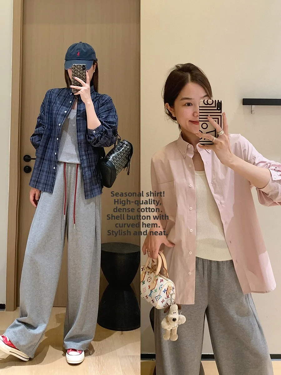 

Свободные длинные све Чун Хлопок ell Button Arc Bot Hem Повседневная летняя защита от солнца irt Корейский Sle Commute Wind Thin M...