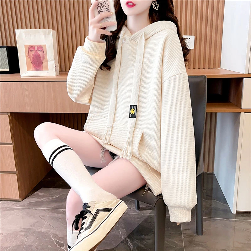 Hoodies Plain Long Hooded Top Yellow Women\'s Sweatshirt Red Warm Korean Fashion Y 2k Vintage Y2k Trend Matching E Woman Clothing