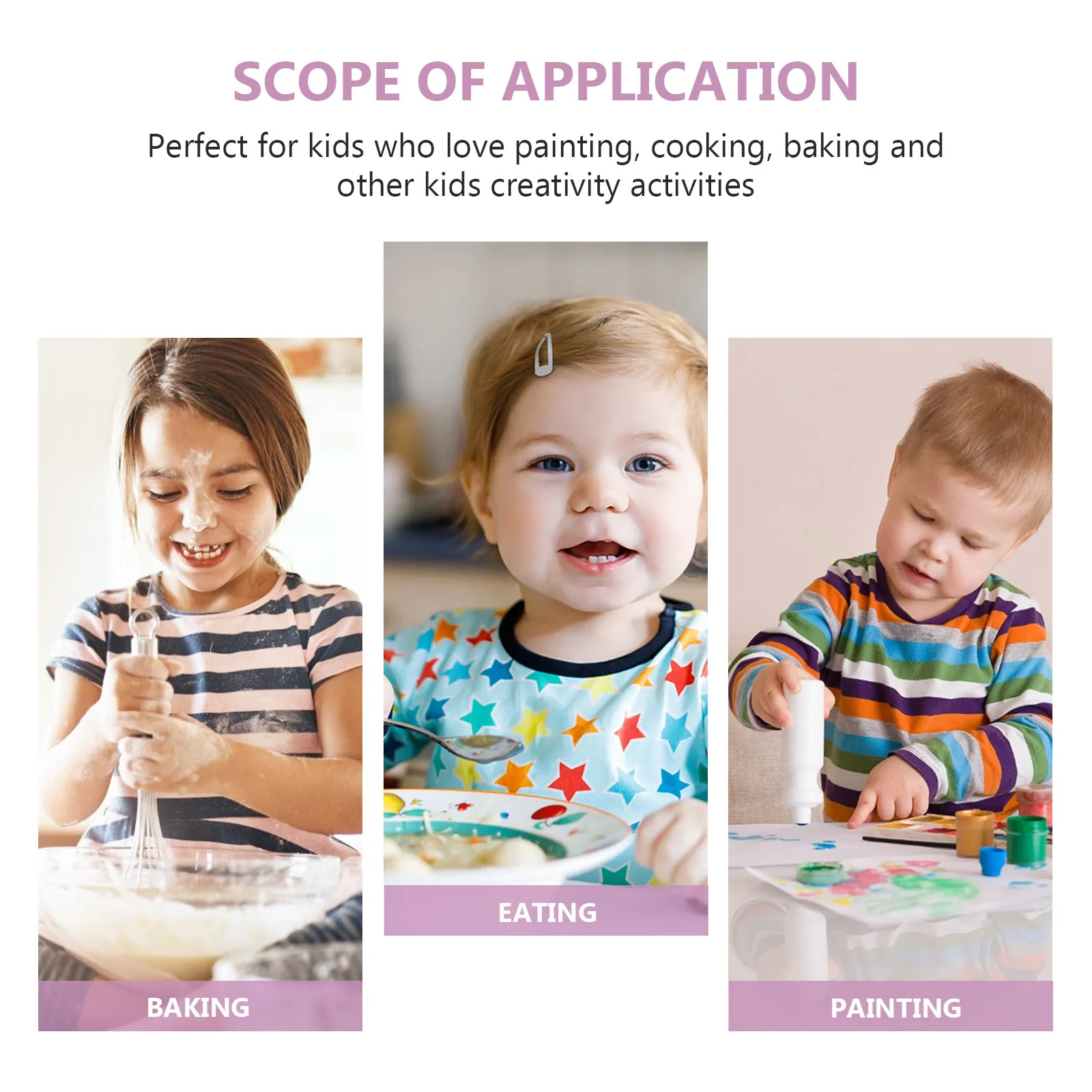 Kompletny zestaw kuchenny dla dzieci, fioletowy fartuch, czapka, rękawki do gotowania dla dzieci w wieku 7-13 lat, do pieczenia, gotowania, malowania, dekorowania, na przyjęcia.
