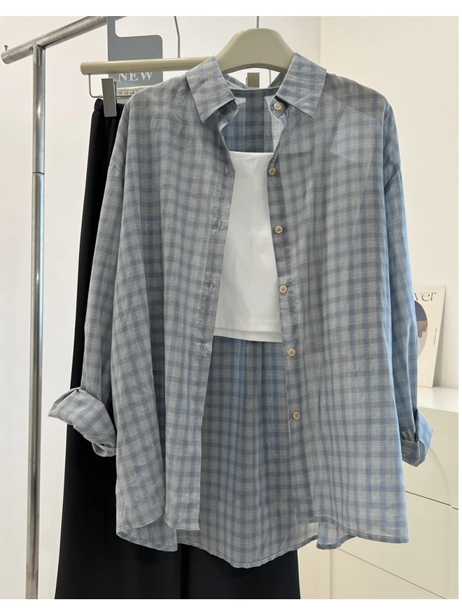 

Синий винтажный длинный све irt, женская свободная верхняя одежда с защитой от солнца, кардиган, пальто, модное универсальное летнее платье...