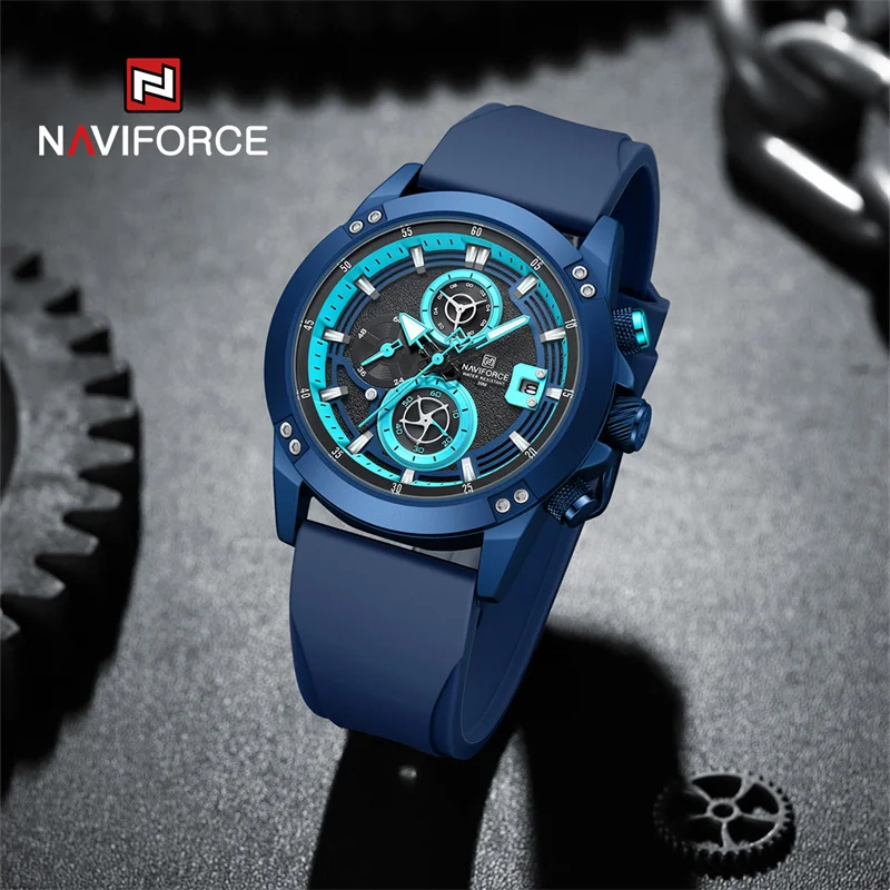 NAVIFORCE-Montre-bracelet de sport à quartz pour homme, bracelet en silicone, style militaire, étanche, 2023