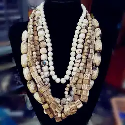 Old Naga Conch Shell Beads StrandMulti Necklaces from Himalayan Mountains TNL288