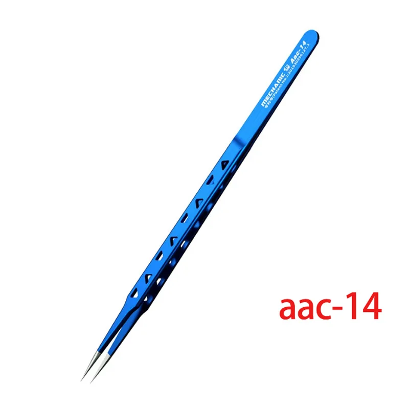 MECHANIC Aac-14/15 High Precision Stainless Steel Tweezers Hole Heat Dissipation for Phone Repair Flying Wire Spot Welding Clip