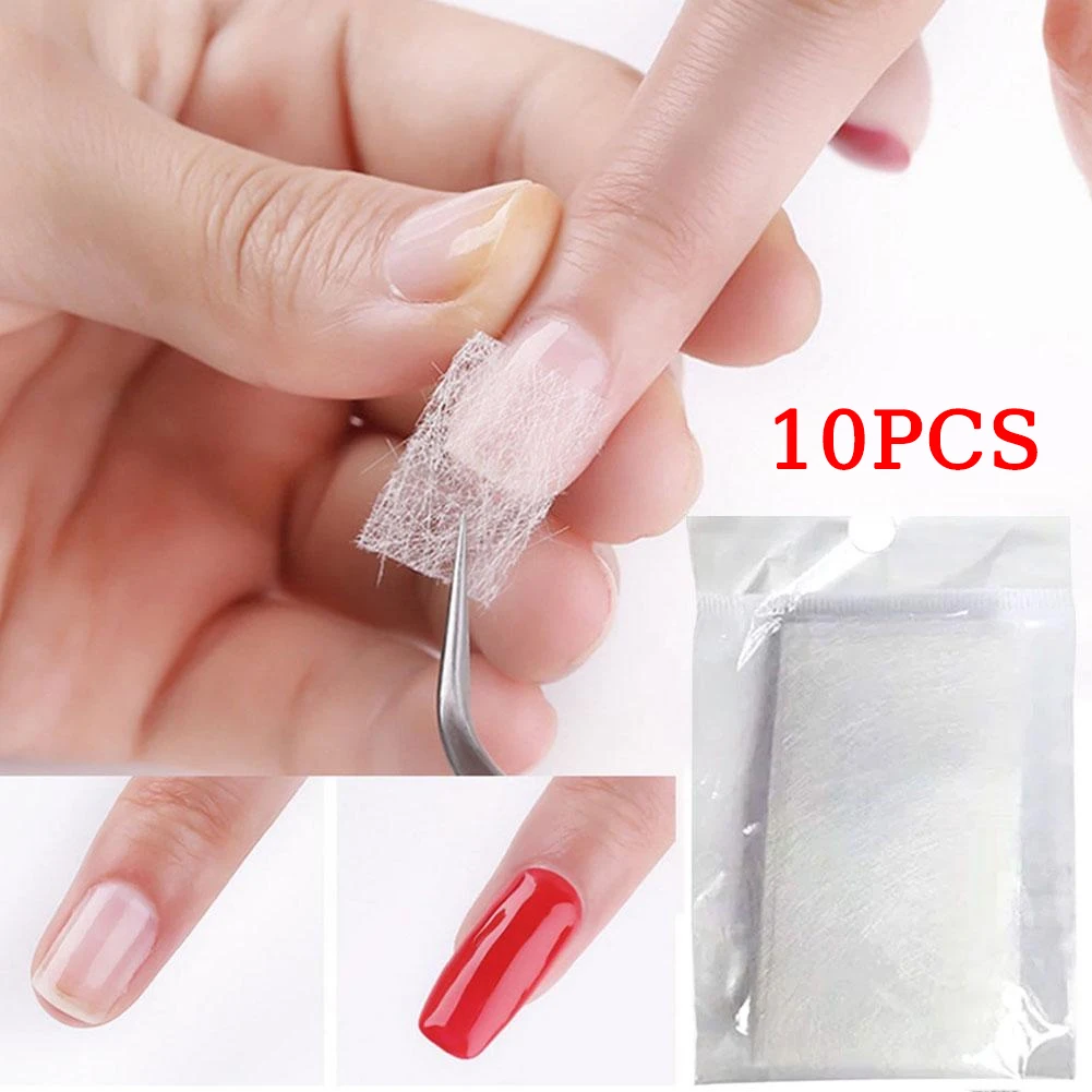10Pcs Silk Fiberglass Nail Extension Non-woven Silks Form Wrap Nail Extension Glass Fiber Paper Manicure Build UV Gel French New