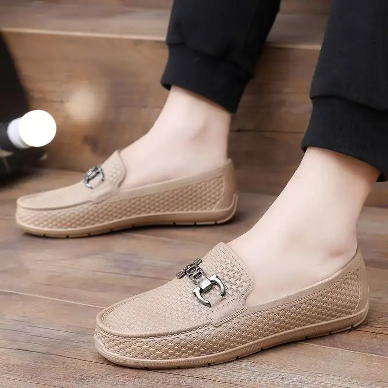 

Мужские новые непромокаемые туфли на плоской подошве с мягкой подошвой, нескользящая, с круглым носком, легкая водонепроницаемая кухонная рабочая обувь, повседневная обувь