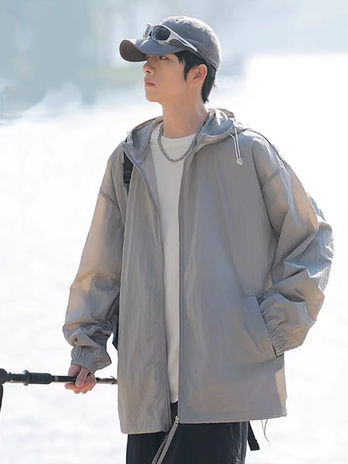 

Youthful Men's Ice Silk UV Protection Clothing Fiing Outfit Thin Lightweight Summer 2024 New Sle Outdoor Anti-Ultraviolet