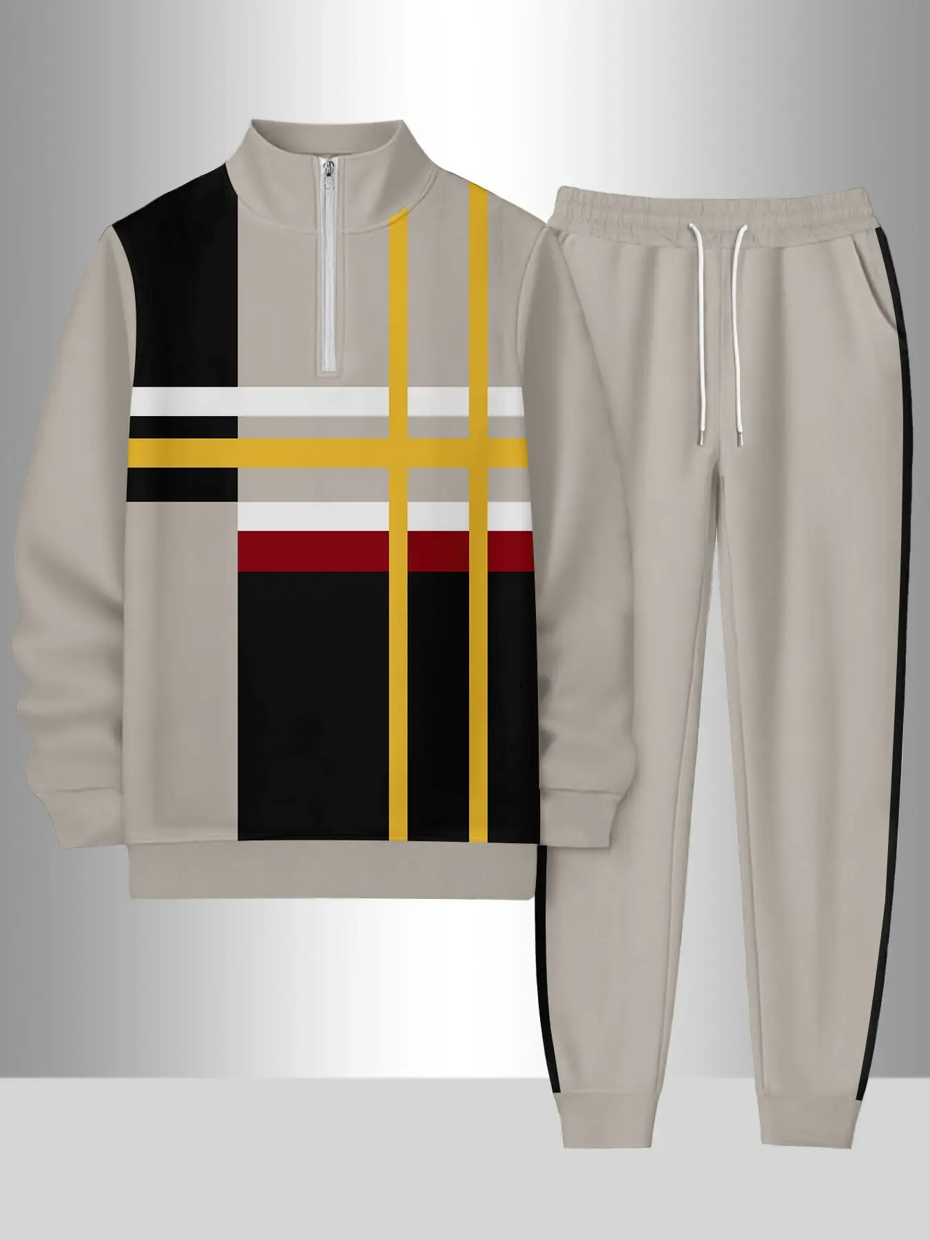 طقم مكون من قطعتين، طقم رياضي عصري للرجال من أوروبا وأمريكا بأكمام طويلة وسراويل طويلة