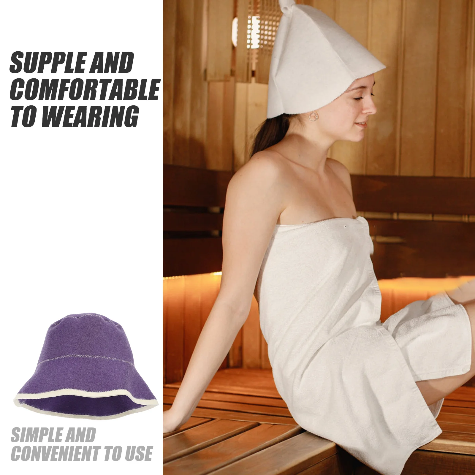 

Wool Sauna Hat Reusable Comfortable Breathable Bath Hat for Steaming Bathing Lightweight Practical Sauna Accessories