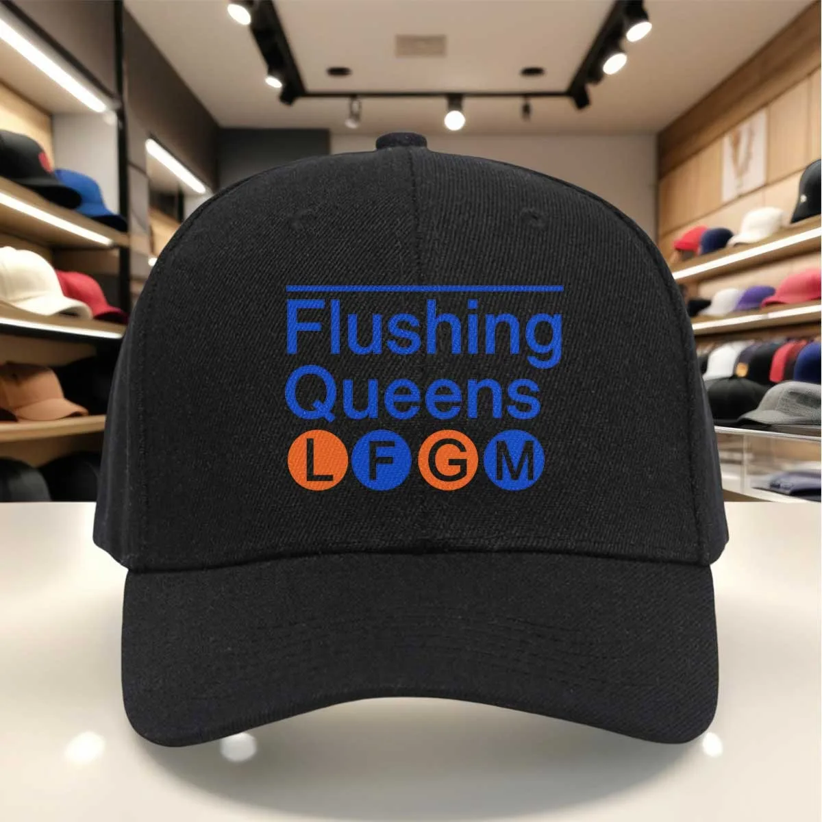 LFGM Letter Print Baseball Cap with Queens, Adjustable Hook-and-Loop Hat Suitable for,, Urban Fashion, Machine Washable Round Ca