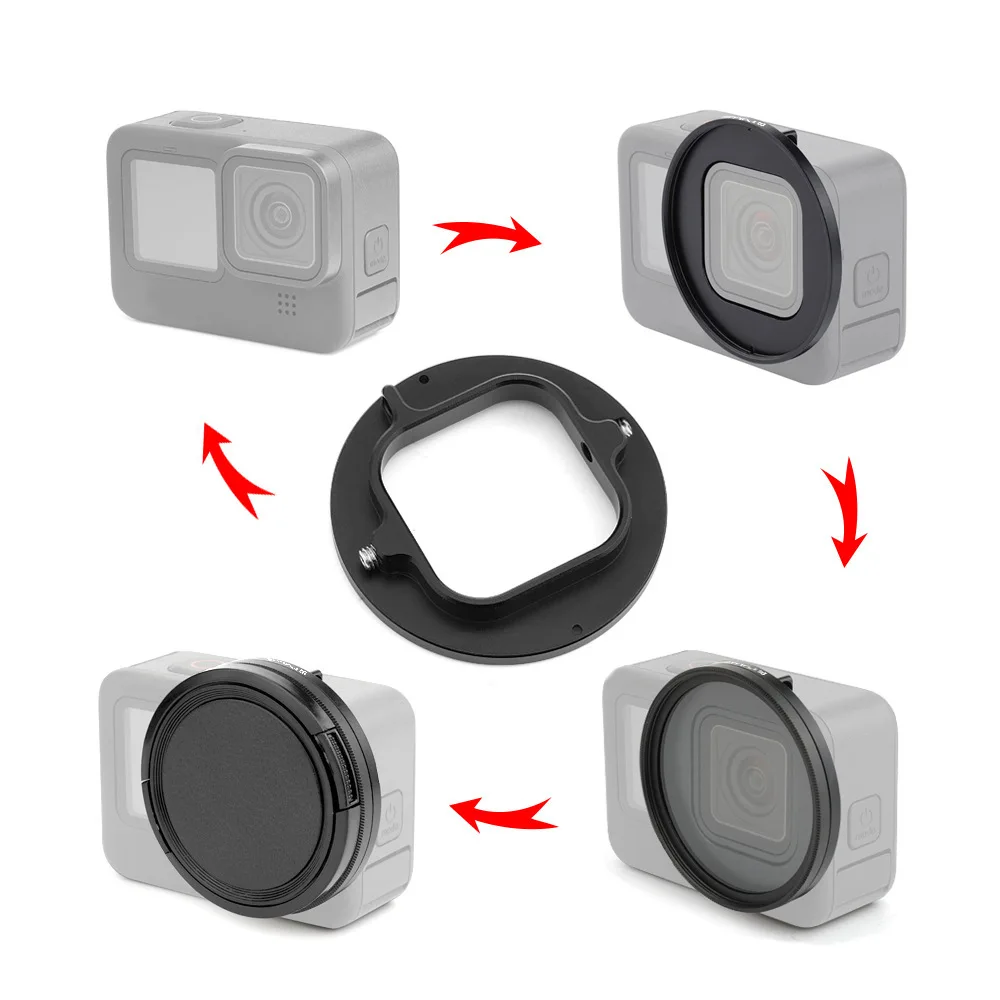 Go Pro 12 Aluminum Alloy 52Mm UV CPL Lens Filter Polarizer Adapter Ring For Gopro Hero 11 10 9 Black Action Camera Accessories