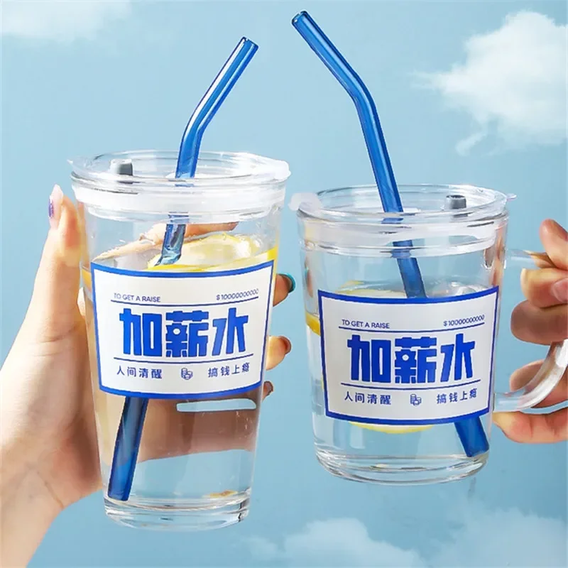 كوب ماء شفاف من قش المسبح مع غطاء، كوب ماء ليمون محمول عالي القيمة للمكتب