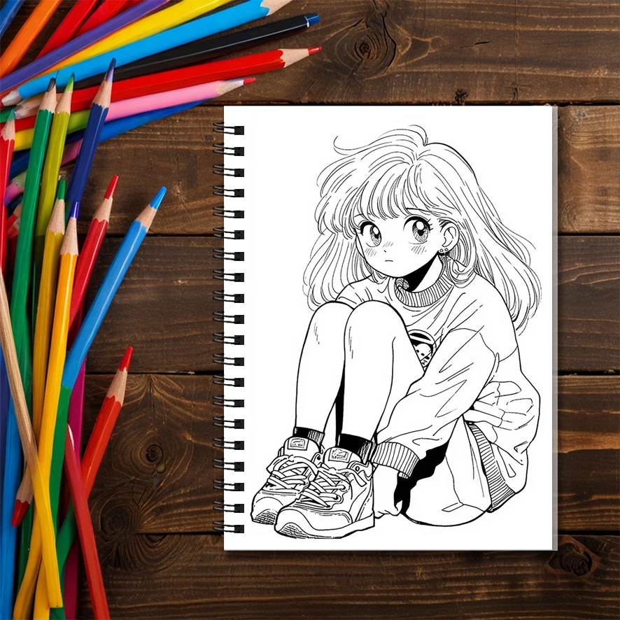 Adult Coloring Book 8.3x11.2 Inches 22 Pages Beauty Character Design Stress Relief Emotion Positivity Focus