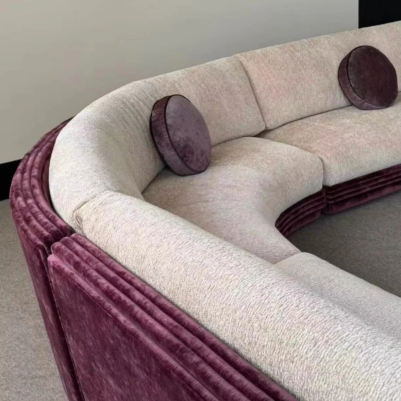 Factory direct sales Southeast Asian vintage velvet color-block pleated art design multi-seat sofa