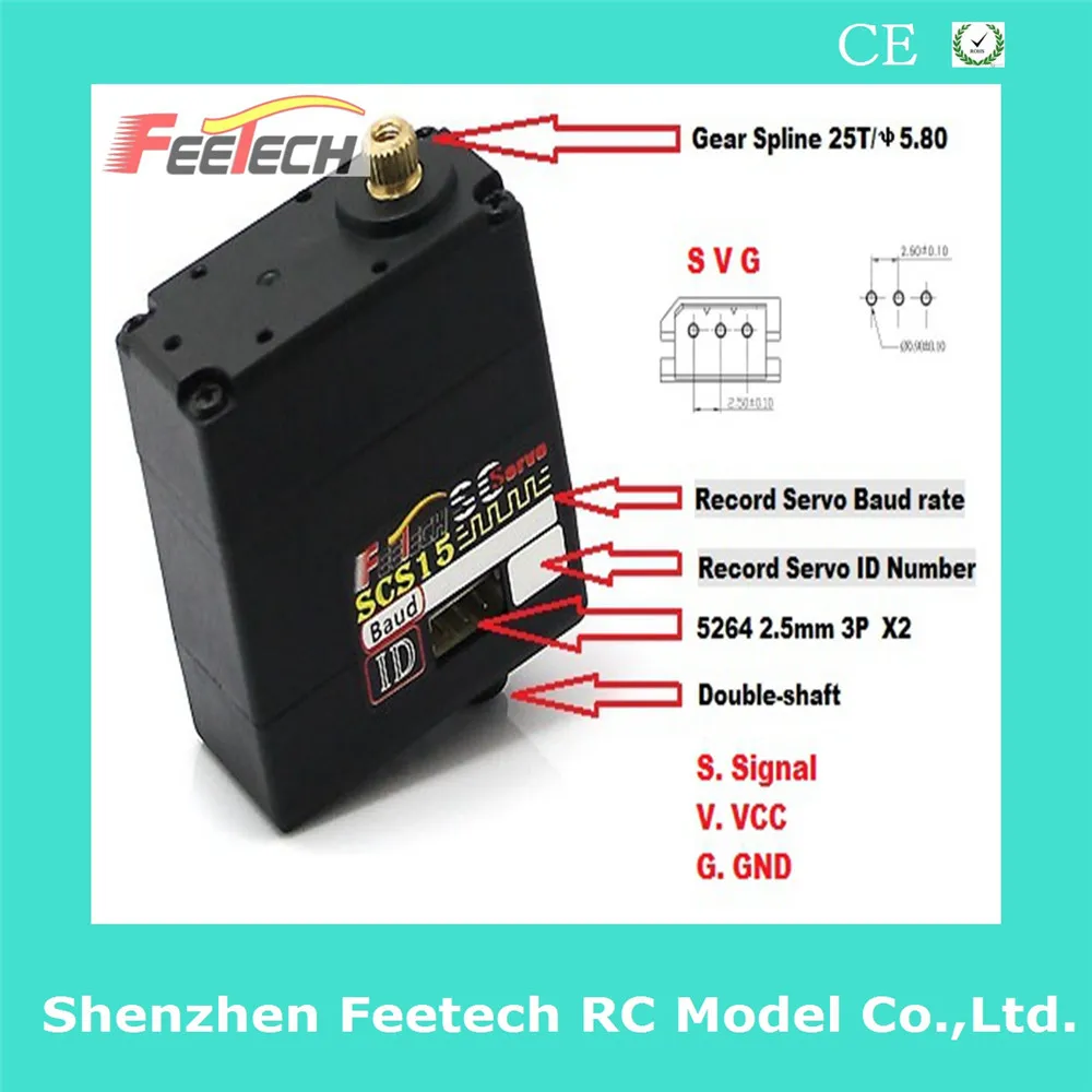 Feetech SCS15 15kg.cm Servo Arduin com corrente de margaridas