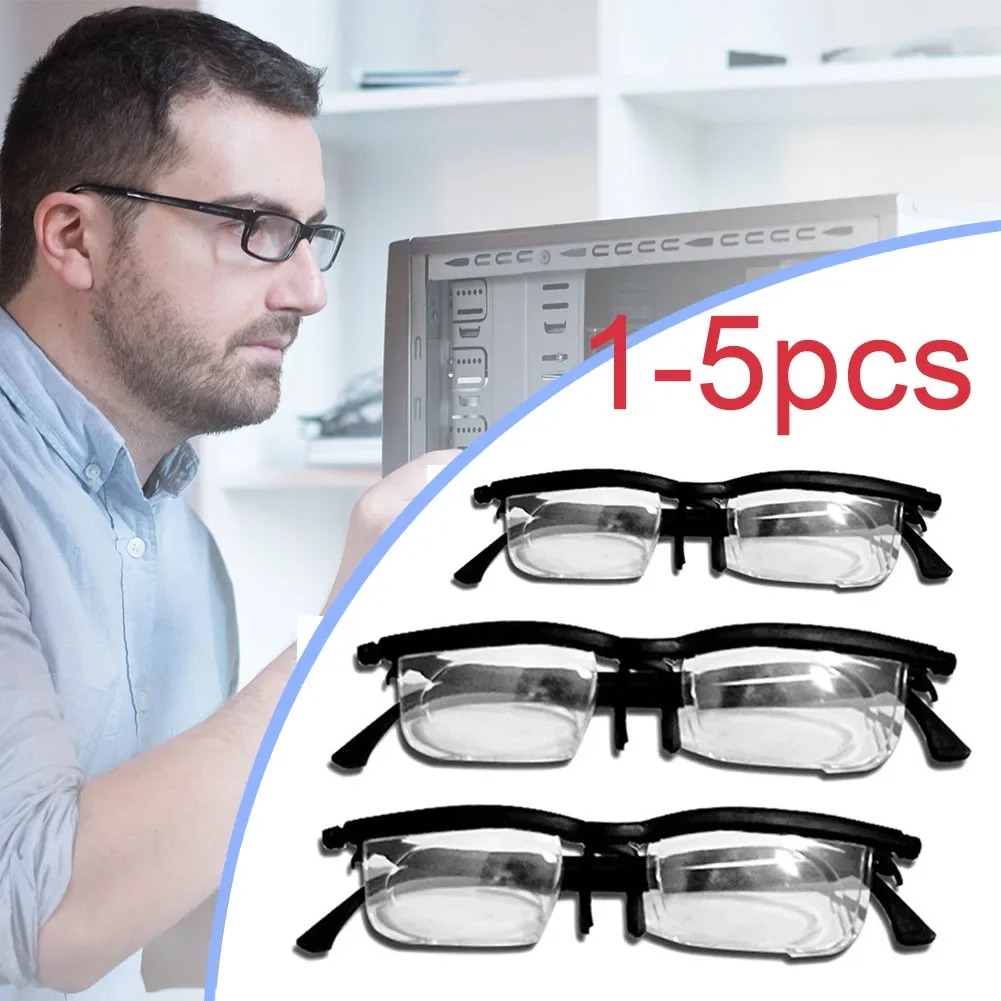 Dial Adjustable Glasses Variable Focus for Computer Reading Distance Vision Eyeglass Unisex Variable Focus Black Frame Glasses