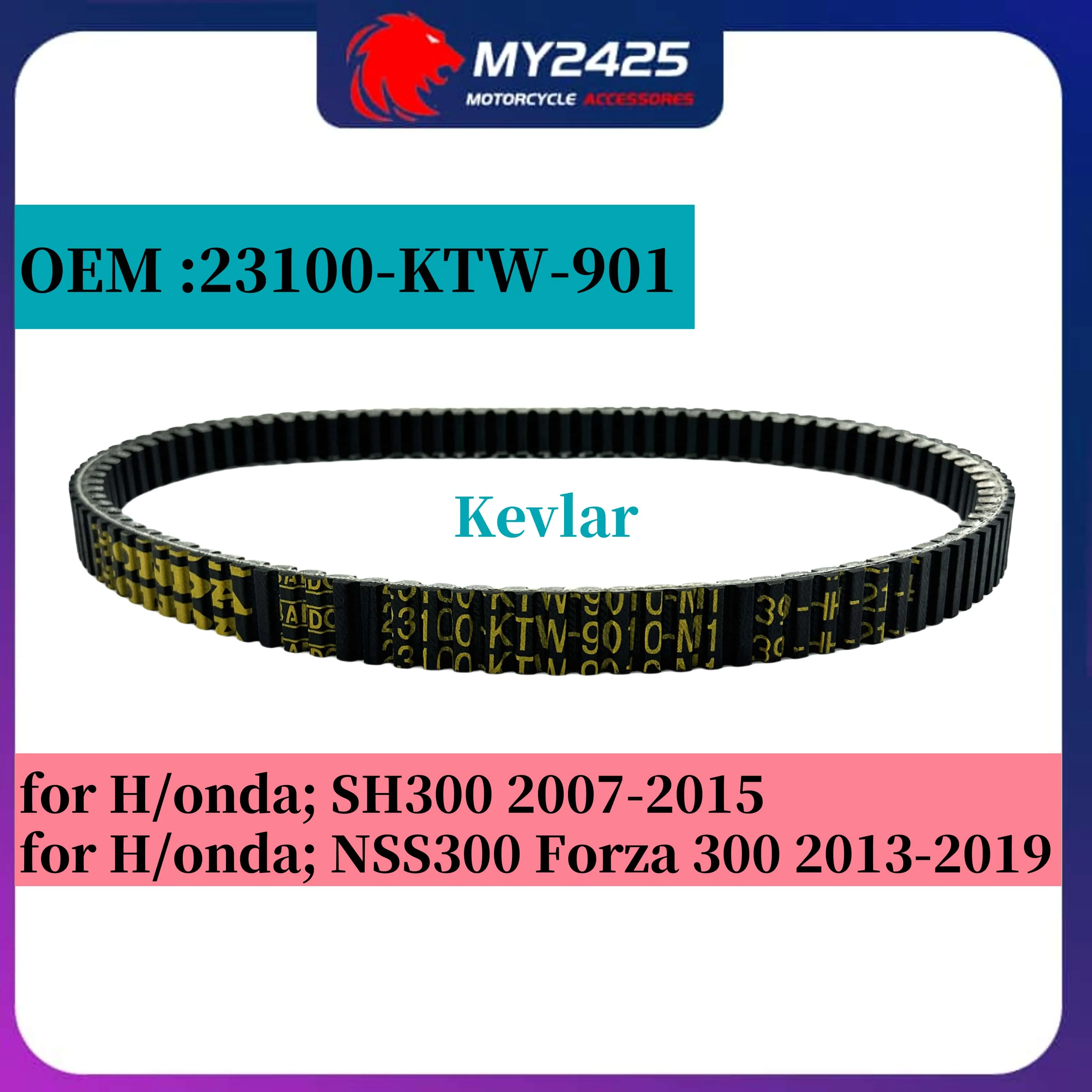 

Kevlar GENUINE Scooter V-Belt OEM 23100-KTW-901 For Honda SH 300 SH300 I 2007-2020 motorcycle
