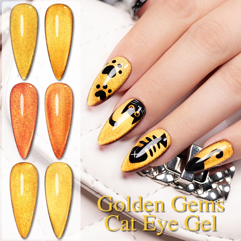 BOZLIN 7,5 ml gouden edelstenen magnetische gel nagellak gouden licht magnetische kat nagel sprankelende glitter semi-permanente vernis