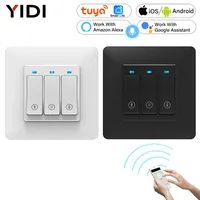 Tuya WiFi Smart Push Button Curtain Roller Blinds Shutter Switch, Remote Control Motorized Motor, Works with Alexa Google Home