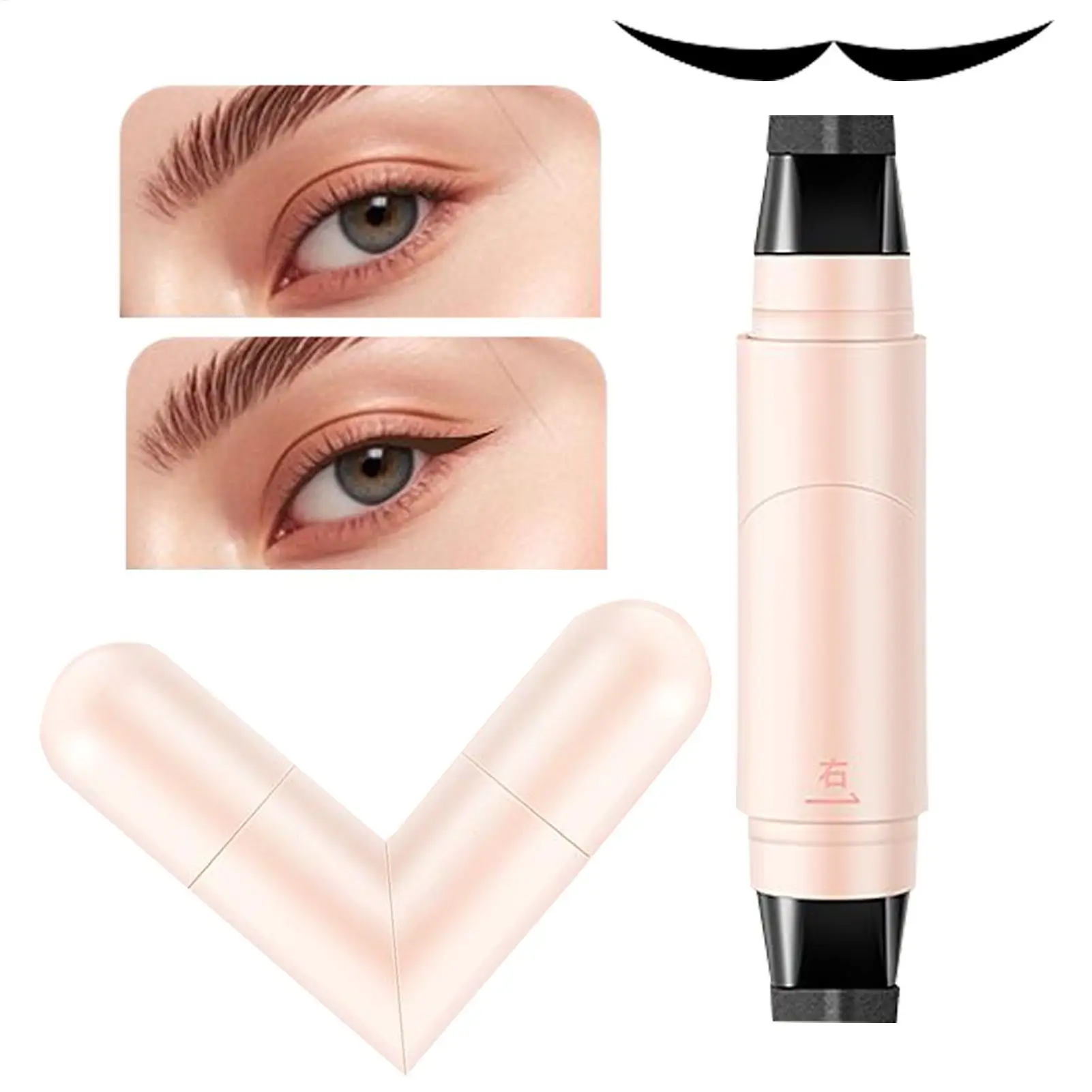 1pcs Rotate Eyeliner Stamp Integrated Black Brown Dual-Tip DIY Eyeliner Wing Stencil Waterproof Smudge-Proof Longwear Liquid Pen
