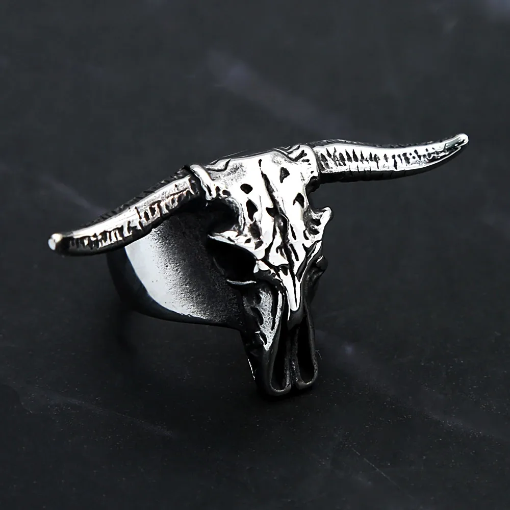 Gothic Baphomet Satanic Goat Head Stainless Steel Ring Hip Hop Street Motorcycle Fashion Jewelry Party Gifts For Men And Women