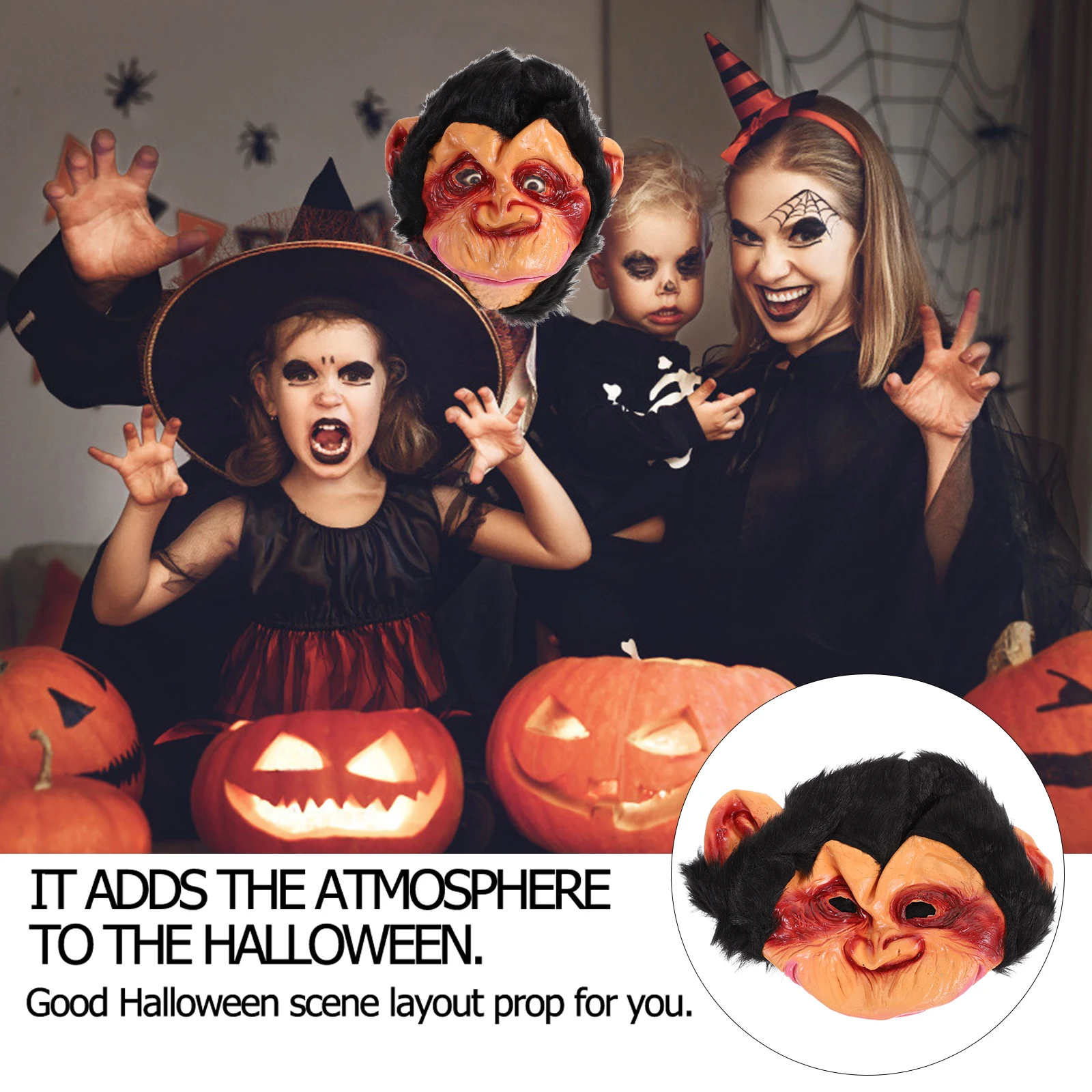 

Funny Big Mouth Monkey Mask for Halloween Scary Lightweight Vinyl Adult Masks Masquerade Balls Festivals Cosplay Dance Shows